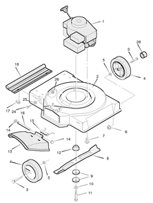 Mower Housing Assembly Diagram and Parts List for 20223X30A 1996 Briggs and Stratton Lawn Mower